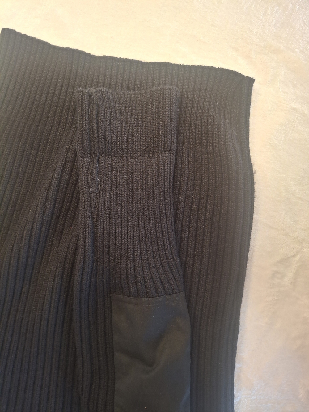 Black Ribbed Crewneck Sweater with Elbow Patches - Picture 10 of 11